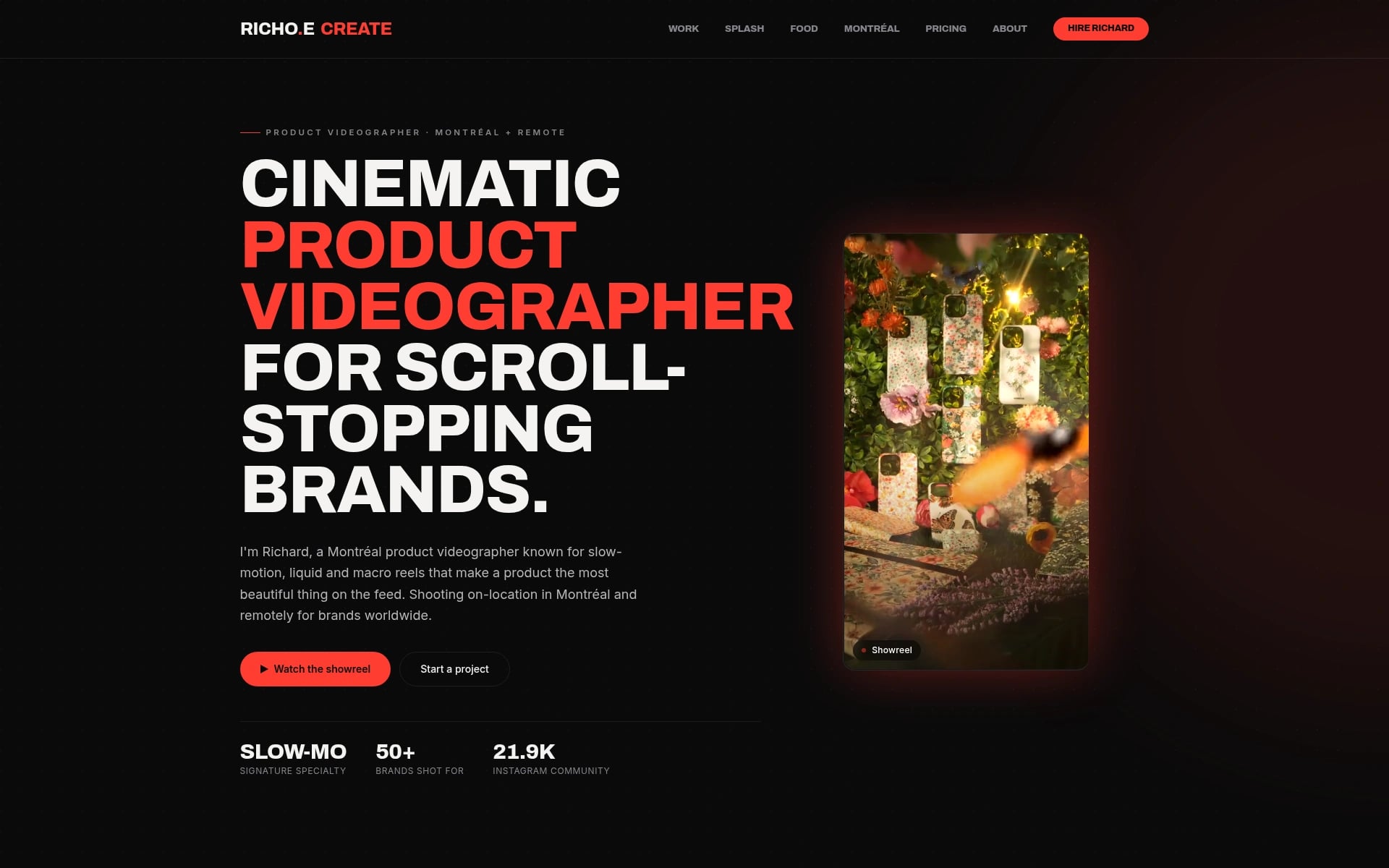 Richoe Create cinematic product videography website