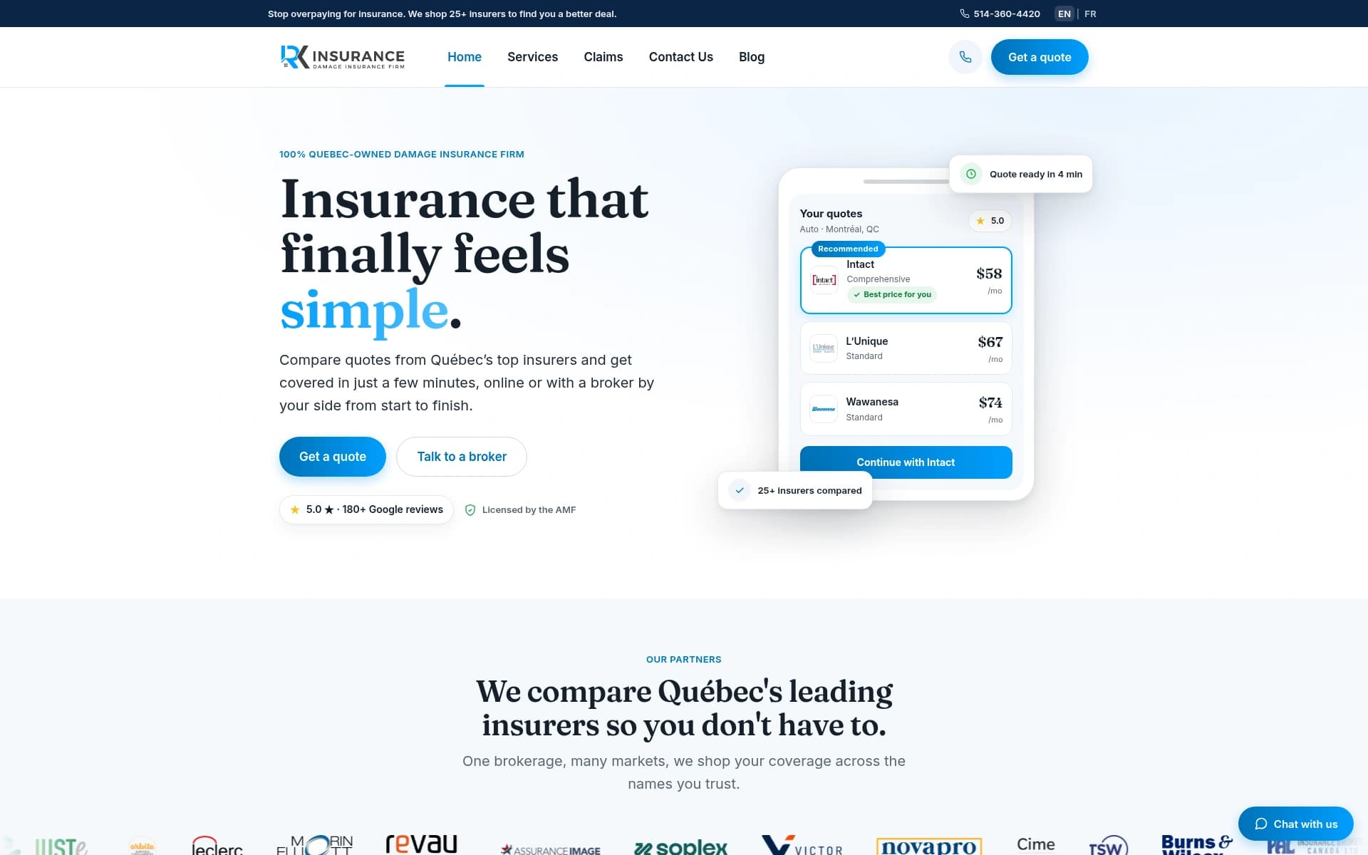 RK Assurance bilingual insurance brokerage website