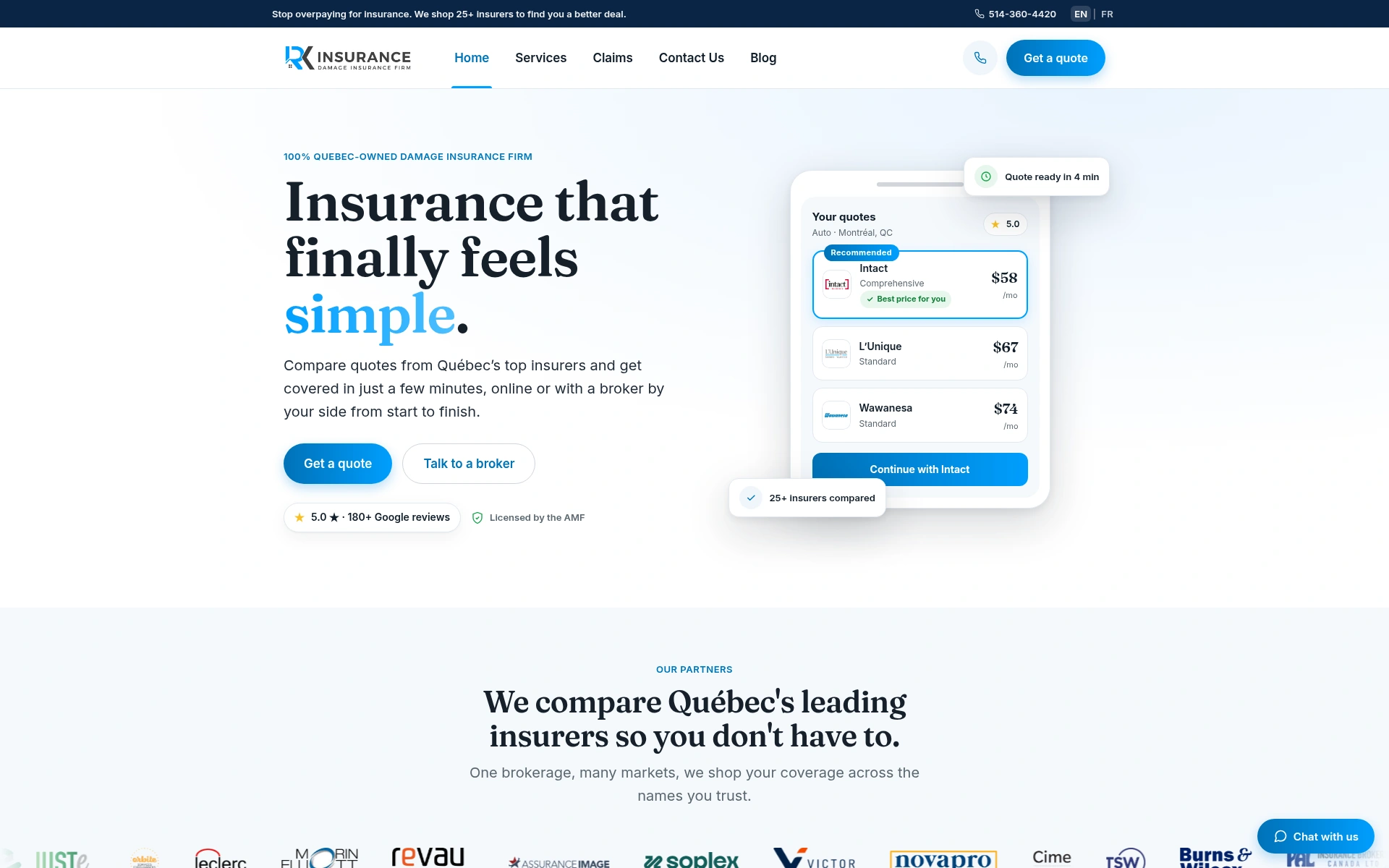 RK Assurance bilingual insurance brokerage website